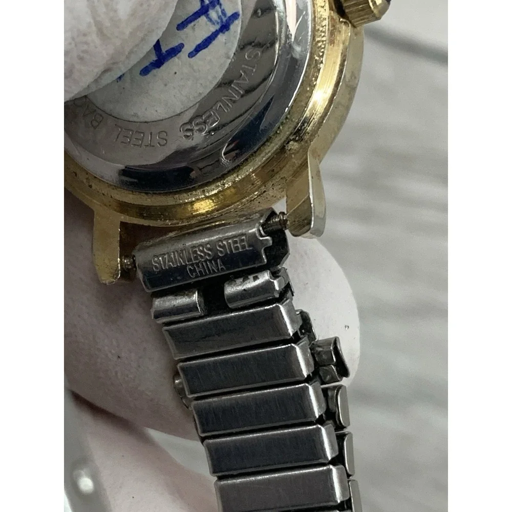 george anthony watch womens silver gold tone stretch band w locking clasp Workin